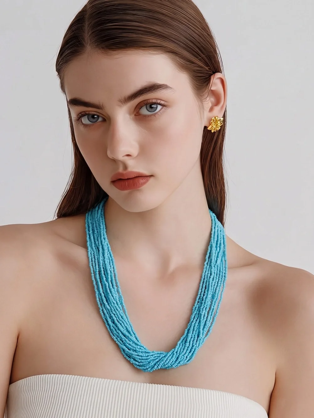 Source Unknown Turquoise Multi-Strand Beaded Necklace☑️